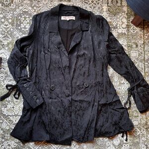 Free People Oversized Damask Deep Indigo Blazer